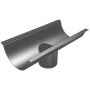 Aluminium Beaded Half Round Gutter Running Outlet - 125mm for 76mm Round Downpipe PPC Finish Anthracite Grey (7016 Matt)