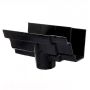 Cast Iron Moulded Ogee Gutter Running Outlet - 125mm for 100mm Downpipe Black