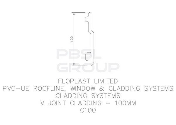 FloPlast V Joint Cladding - 100mm x 5mtr White - Pack of 5