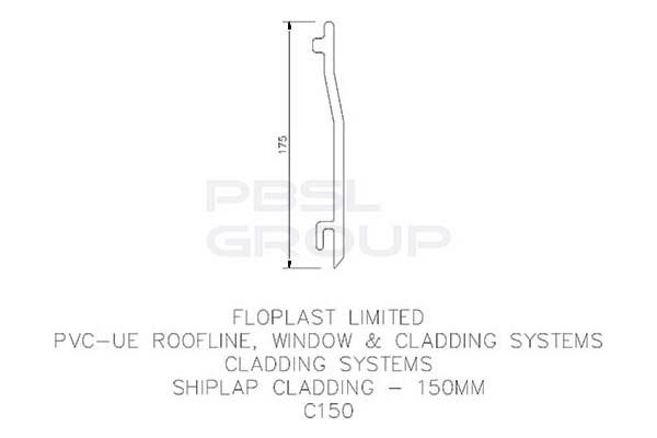 FloPlast Shiplap Cladding - 150mm x 5mtr Black Ash Woodgrain