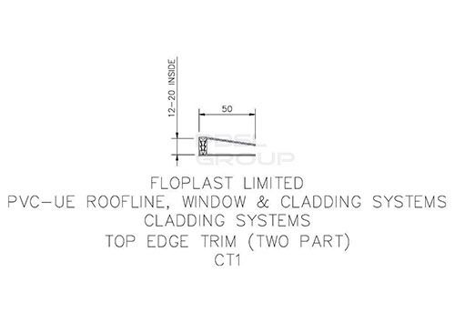 Shiplap Cladding Two Part Top Edge Trim - 5mtr White