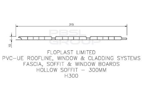 Hollow Soffit Board - 300mm x 10mm x 5mtr White