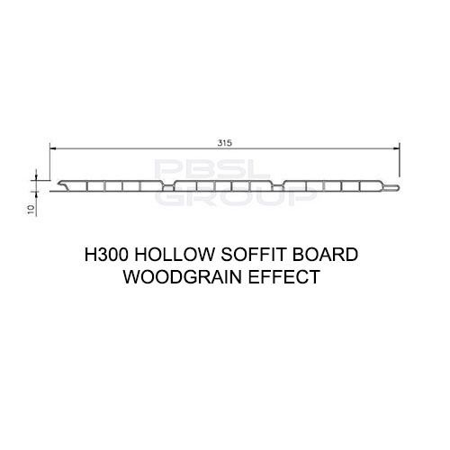 Hollow Soffit Board - 300mm x 10mm x 5mtr Golden Oak