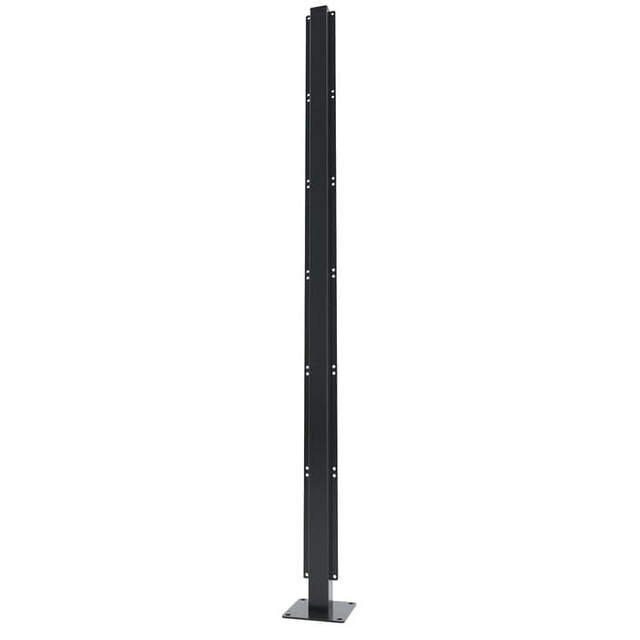 Aluminium Dual Post With Base For Privacy Screen - 300mm x 60mm x 60mm Black