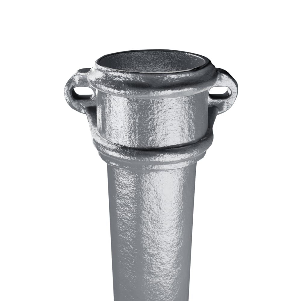 Cast Iron Round Eared Downpipe - Socket On One End - 65mm x 1829mm Primed