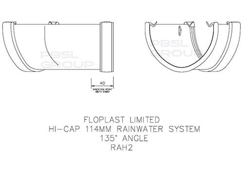 FloPlast Deepflow/ Hi-Cap Gutter Angle - 135 Degree x 115mm x 75mm Anthracite Grey