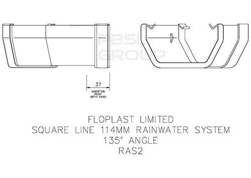 FloPlast Square Gutter Angle - 135 Degree x 114mm Black