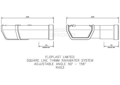 FloPlast Square Gutter Adjustable Angle - 50 to 156 Degree x 114mm White