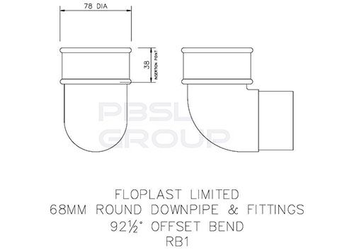 FloPlast Round Downpipe Bend - 92.5 Degree x 68mm Brown