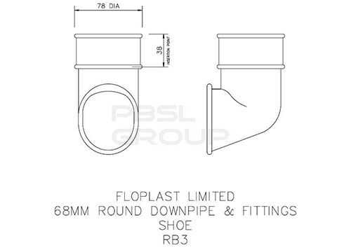 FloPlast Round Downpipe Shoe - 68mm Black
