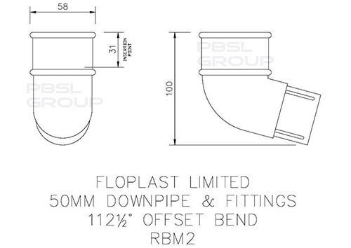 FloPlast Mini Gutter Offset Bend - 112 Degree x 50mm Brown
