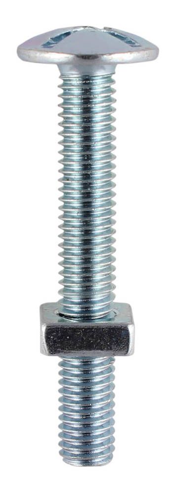 M6 x 12mm - Roofing Bolt with Nut - BZP - Bag of 150