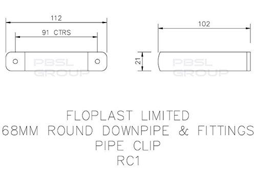 FloPlast Round Downpipe Clip - 68mm Grey