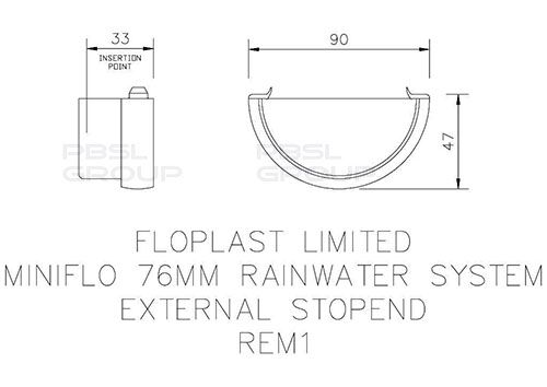 FloPlast Mini Gutter External Stopend - 76mm Brown