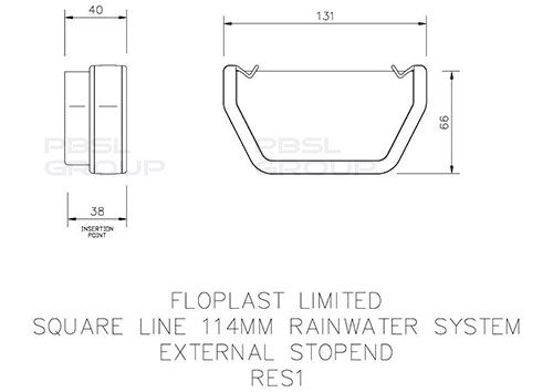 FloPlast Square Gutter External Stopend - 114mm White