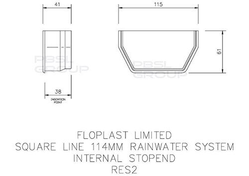 FloPlast Square Gutter Internal Stopend - 114mm White