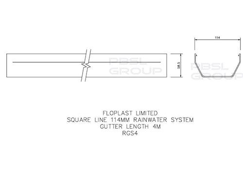 FloPlast Square Gutter - 114mm x 4mtr White