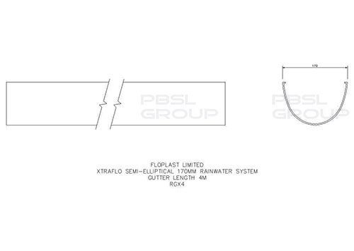 FloPlast Industrial/ Xtraflo Gutter - 170mm x 4mtr Grey