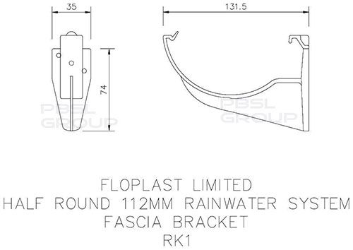 Half Round Gutter Fascia Bracket - 112mm Black