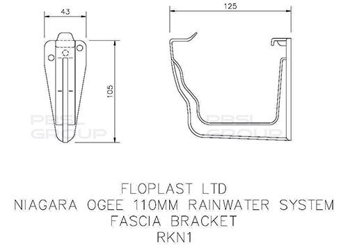 FloPlast Ogee Gutter Fascia Bracket - 110mm x 80mm Anthracite Grey