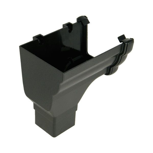 Ogee Gutter Stopend Outlet Left Hand - 110mm x 80mm Cast Iron Effect