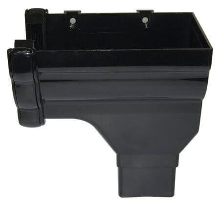 Ogee Gutter Stopend Outlet Right Hand - 110mm x 80mm Black