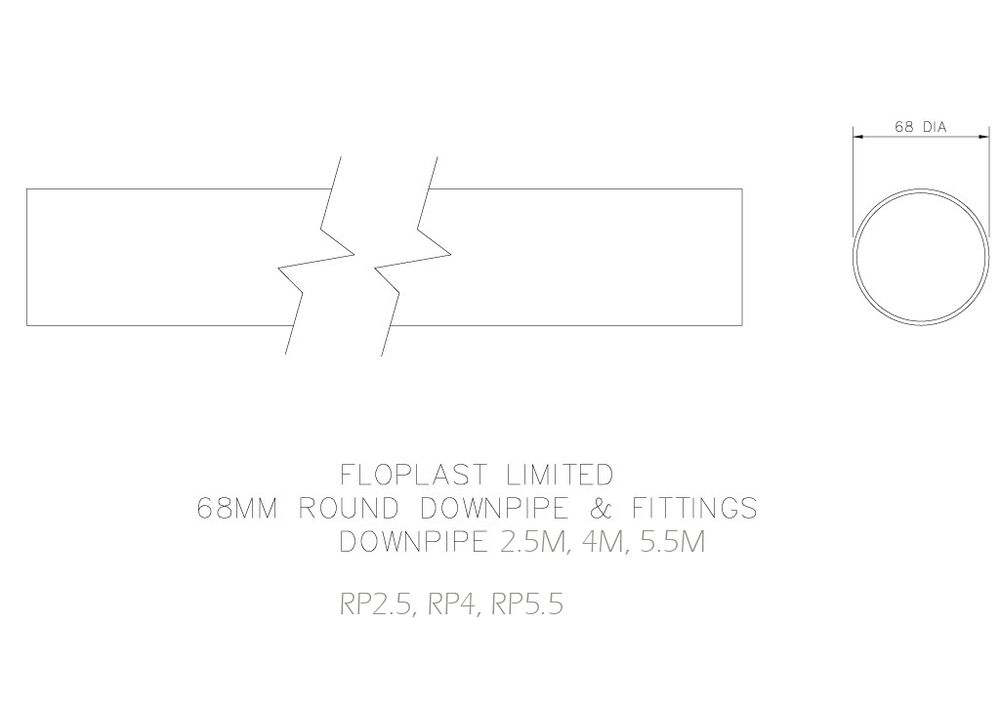 FloPlast Round Downpipe - 68mm x 2.5mtr Anthracite Grey