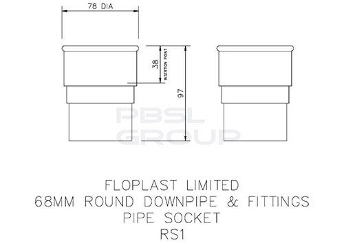 FloPlast Round Downpipe Socket - 68mm Brown