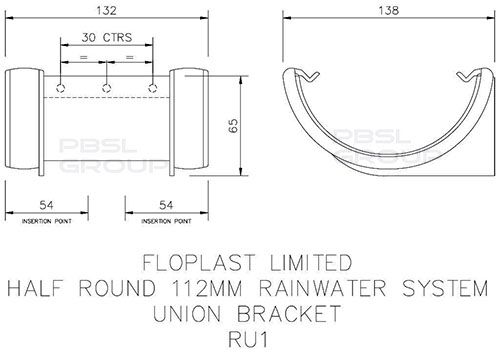 Half Round Gutter Union Bracket - 112mm Black