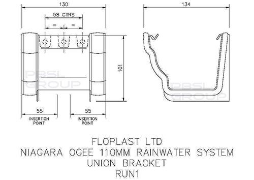 FloPlast Ogee Gutter Union Bracket - 110mm x 80mm Black