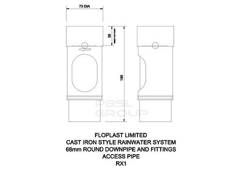 FloPlast Round Downpipe Access Pipe - 68mm Brown