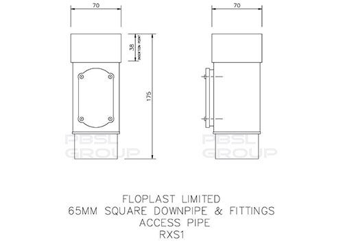 Square Downpipe Access Pipe - 65mm Black