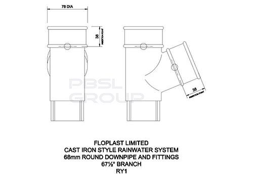 FloPlast Round Downpipe Branch - 112 Degree x 68mm Brown