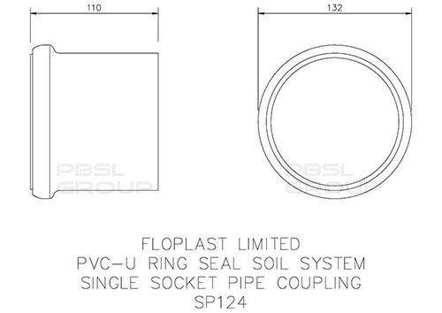 FloPlast Ring Seal Soil Coupling Single Socket - 110mm White