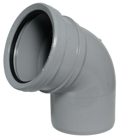 FloPlast Ring Seal Soil Bend Single Socket - 112.5 Degree x 110mm Grey