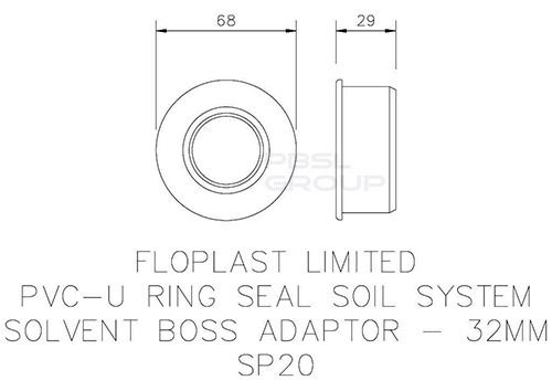 FloPlast Solvent Weld Soil Boss Adaptor - 32mm Black