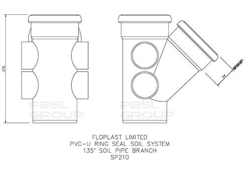 FloPlast Ring Seal Soil Branch - 135 Degree x 110mm White
