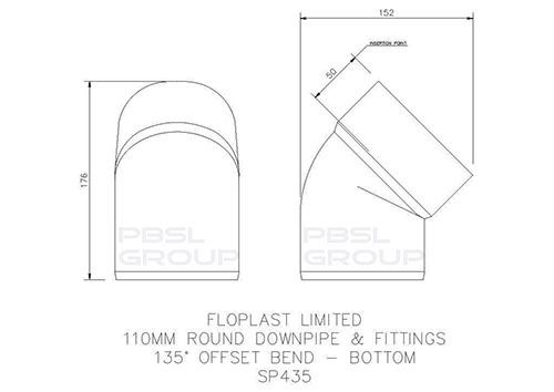 FloPlast Solvent Weld Offset Bend Bottom - 110mm Black