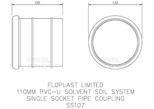 FloPlast Solvent Weld Soil Coupling Single Socket - 110mm Olive Grey