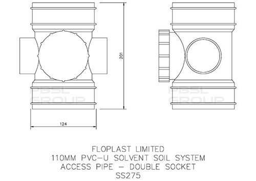 FloPlast Solvent Weld Soil Access Pipe - 110mm Black