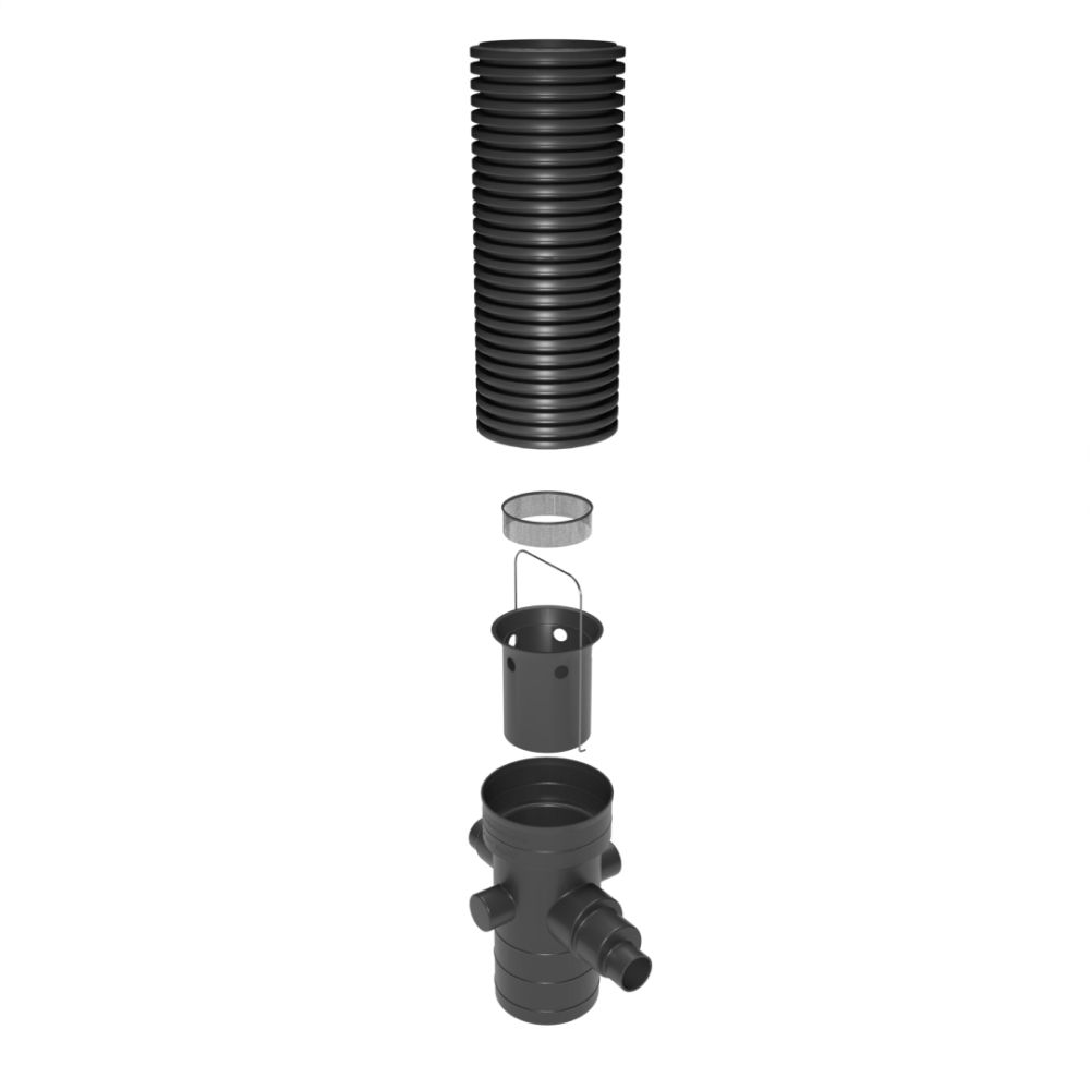 SiltGuard Silt Trap Heavy Duty with Filter  - 1475mm Deep x 300mm Diameter with 110mm Outlets