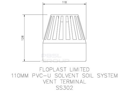 FloPlast Solvent Weld Soil Vent Terminal - 110mm Olive Grey