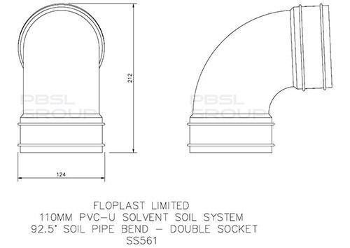 FloPlast Solvent Weld Soil Bend - 92.5 Degree x 110mm Olive Grey