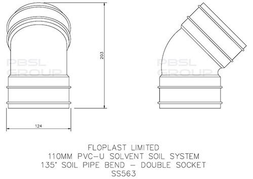 FloPlast Solvent Weld Soil Bend - 135 Degree x 110mm Olive Grey
