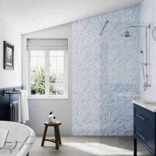 Acrylic Shower Wall Panel - 1200mm x 2400mm x 4mm Victorian Floral Sky