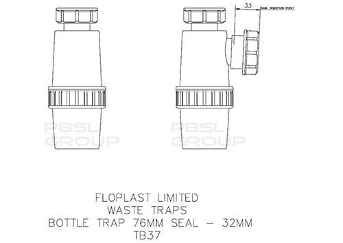 FloPlast Bottle Trap - 32mm White
