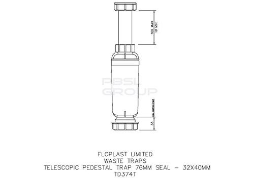 FloPlast Telescopic Pedestal Trap - 32mm x 40mm White