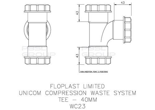 FloPlast Multi Fit Compression Waste Tee - 40mm