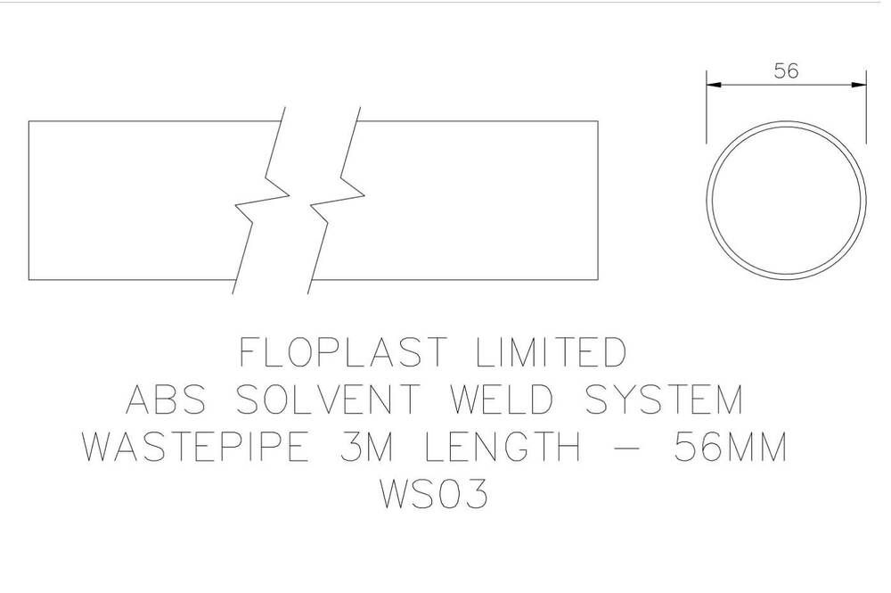 FloPlast Solvent Weld Waste Pipe - 50mm (I.D.) x 3mtr Grey