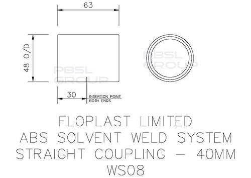 FloPlast Solvent Weld Waste Coupling - 40mm Grey
